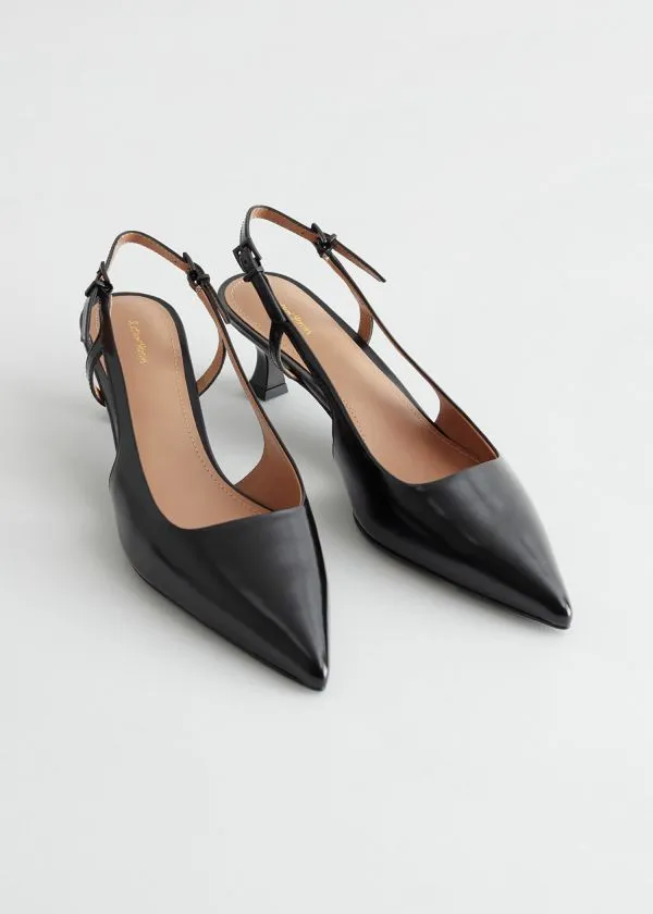 Women Pumps and Other Stories Slingback Leather Pumps Black Women Pumps and Other Stories Slingback Leather Pumps Black