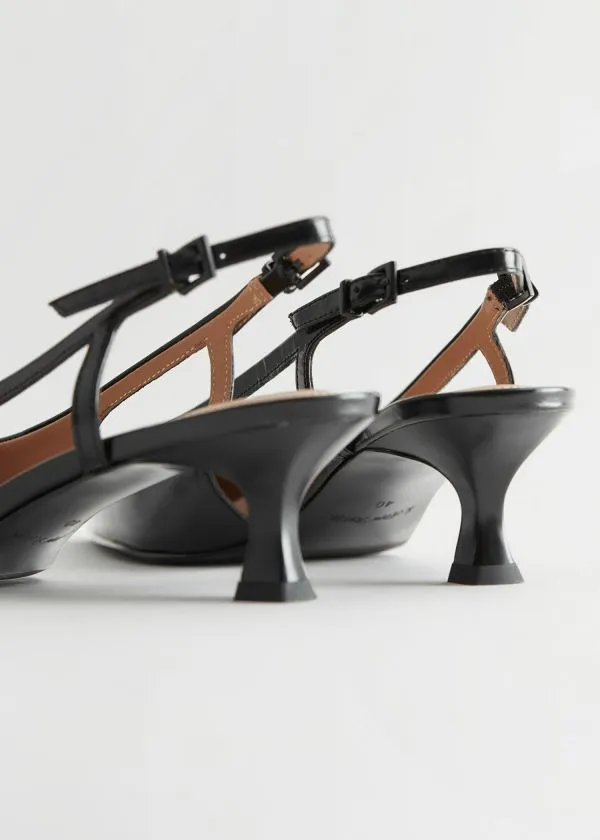 Women Pumps and Other Stories Slingback Leather Pumps Black Women Pumps and Other Stories Slingback Leather Pumps Black