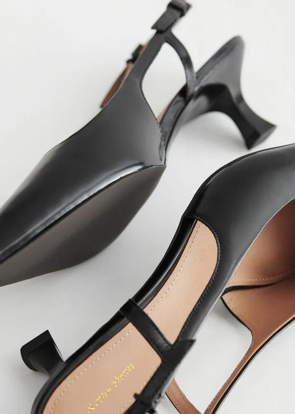 Women Pumps and Other Stories Slingback Leather Pumps Black Women Pumps and Other Stories Slingback Leather Pumps Black