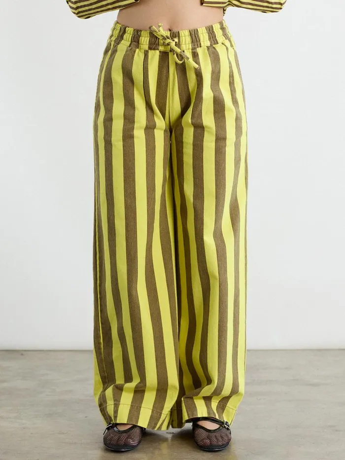 Women Rafe Pants Yellow Choc Stripe Lisa Says Gah Bottoms