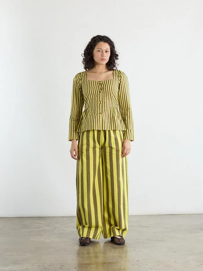 Women Rafe Pants Yellow Choc Stripe Lisa Says Gah Bottoms