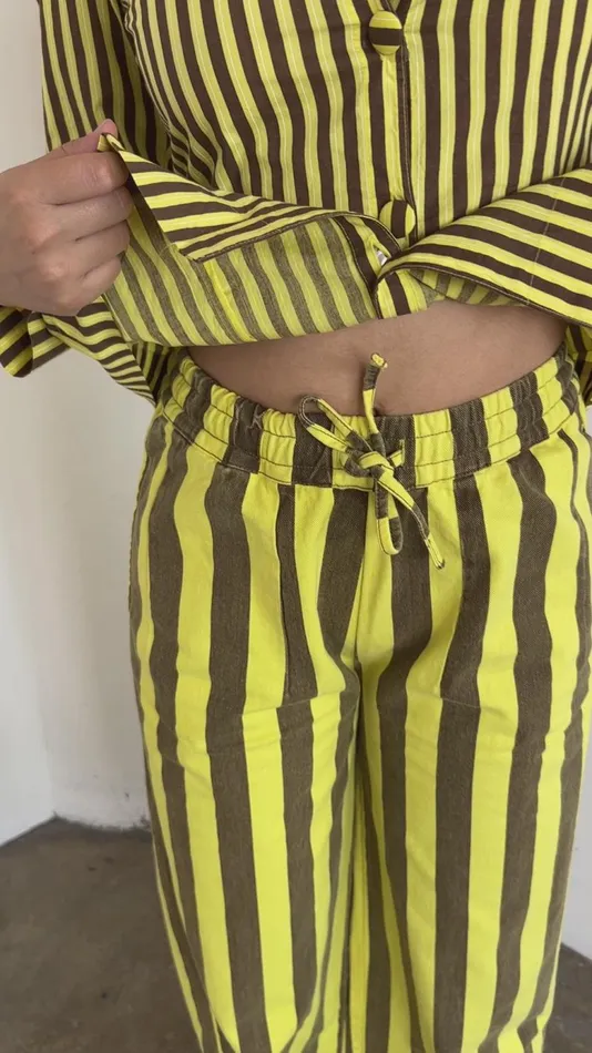 Women Rafe Pants Yellow Choc Stripe Lisa Says Gah Bottoms