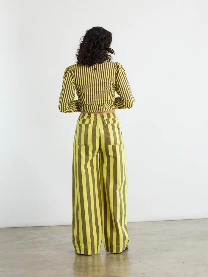 Women Rafe Pants Yellow Choc Stripe Lisa Says Gah Bottoms