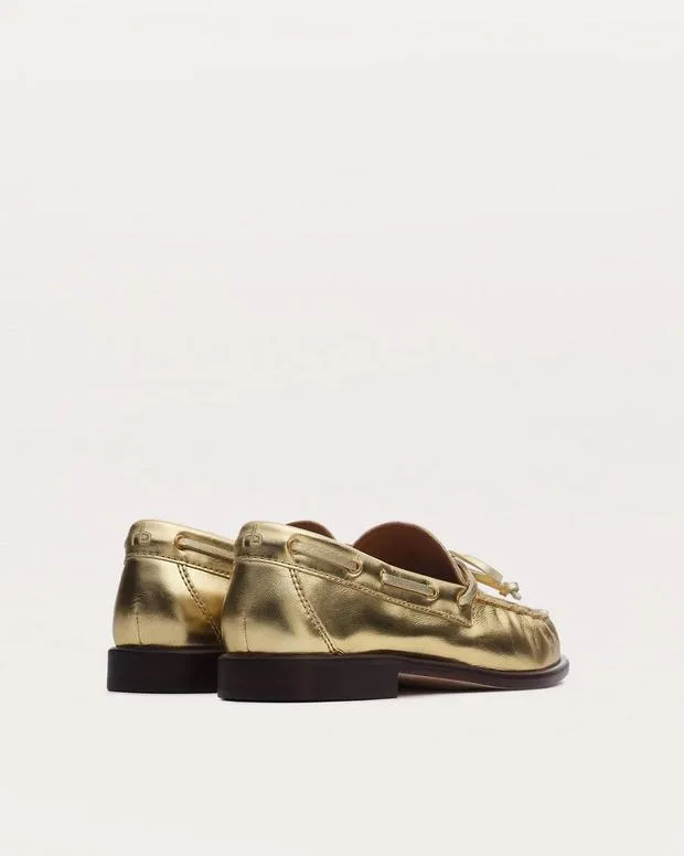 Women rag and bone Carter Metallic Leather Boat Shoes Gold Boots