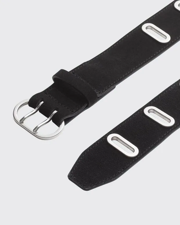 Women rag and bone River Suede Belt Black Suede Belts