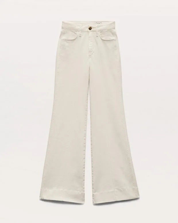 Women rag and bone Skylar WideLeg Flare Jeans Ecru BoyfriendJeans