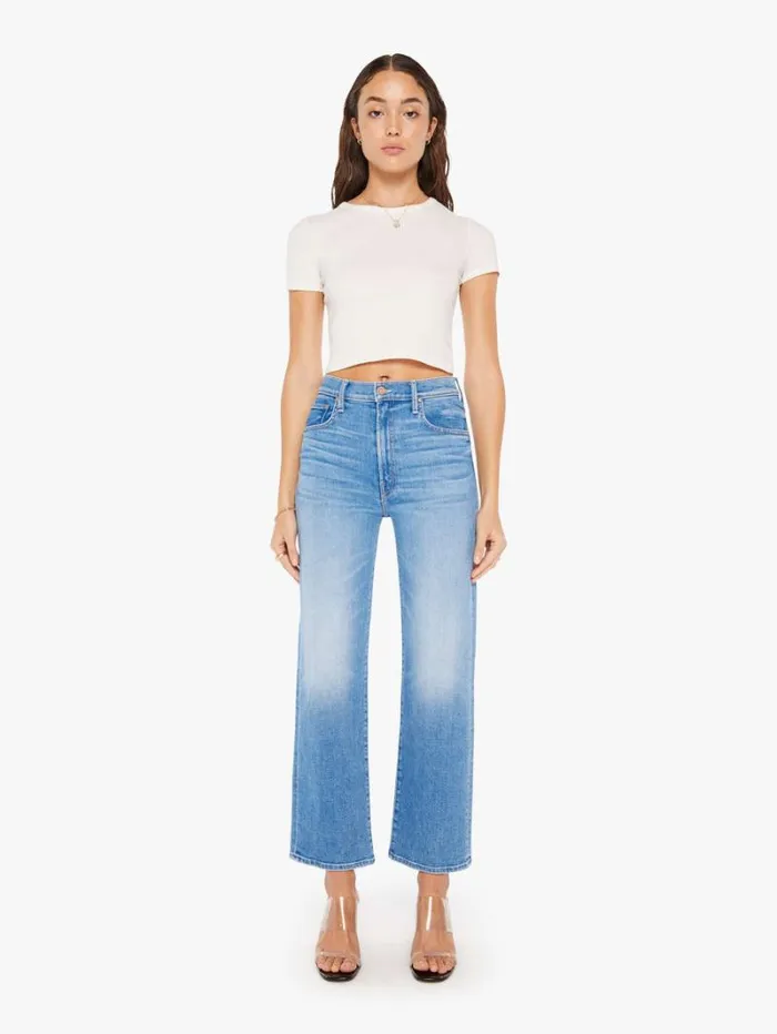 Women Relaxed Mother Denim The Rambler Zip Flood Wash Out Of The Blue