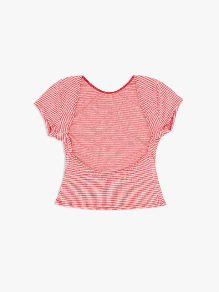 Women Rowan Tee Pomodorro Gingham Lisa Says Gah Knit Tops