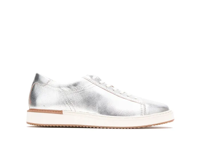 Women Sabine Sneaker Silver Metallic Leather Sneakers Hush Puppies