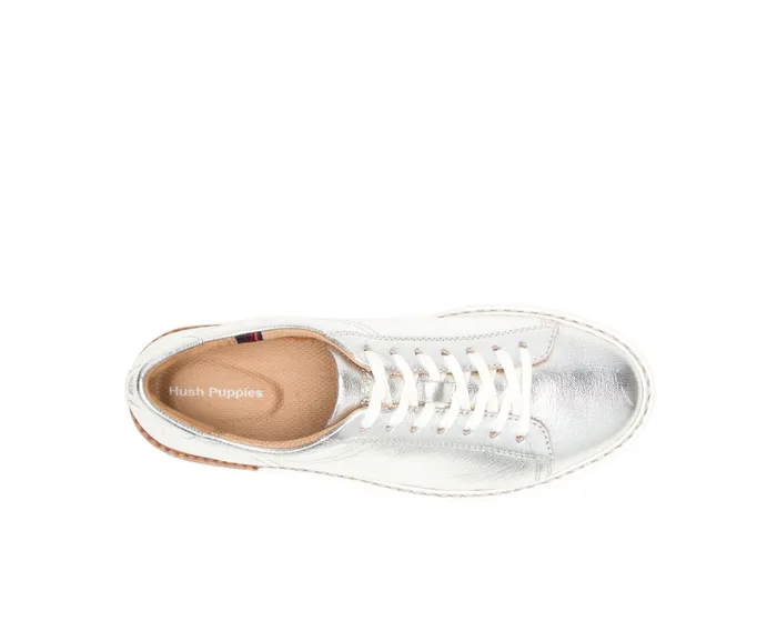 Women Sabine Sneaker Silver Metallic Leather Sneakers Hush Puppies Women Sabine Sneaker Silver Metallic Leather Sneakers Hush Puppies