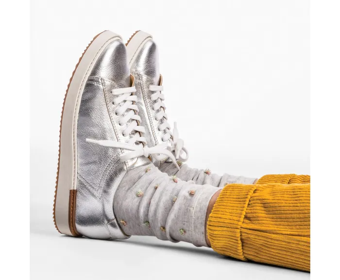 Women Sabine Sneaker Silver Metallic Leather Sneakers Hush Puppies Women Sabine Sneaker Silver Metallic Leather Sneakers Hush Puppies