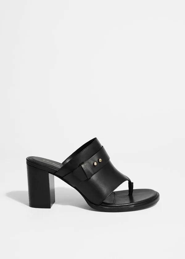 Women Sandals and Other Stories Leather ToeThong Mules Black