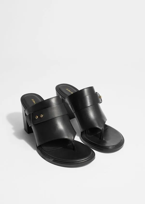Women Sandals and Other Stories Leather ToeThong Mules Black