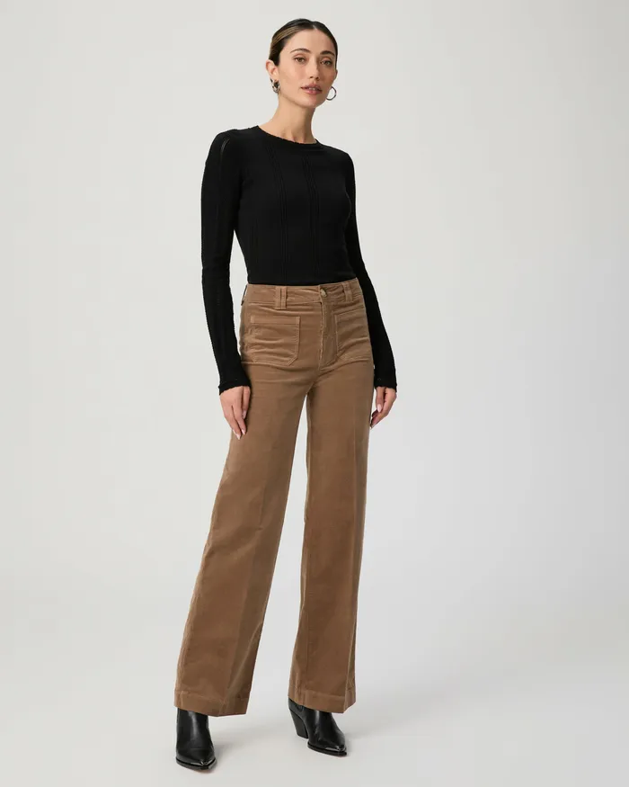 Women Sasha 32 Inch Wide Leg Pant 8211 Burnt Sugar Corduory Pants PAIGE
