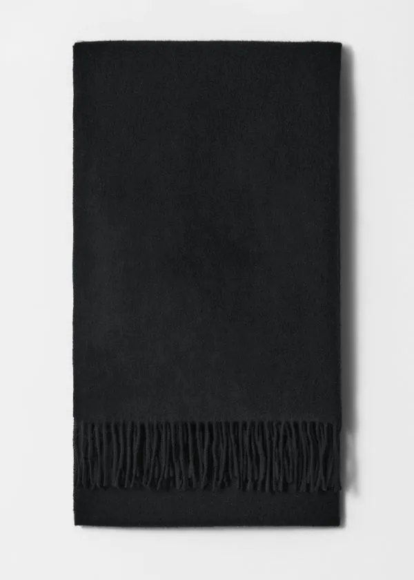Women Scarves and Other Stories Fringed Wool Blanket Scarf Black