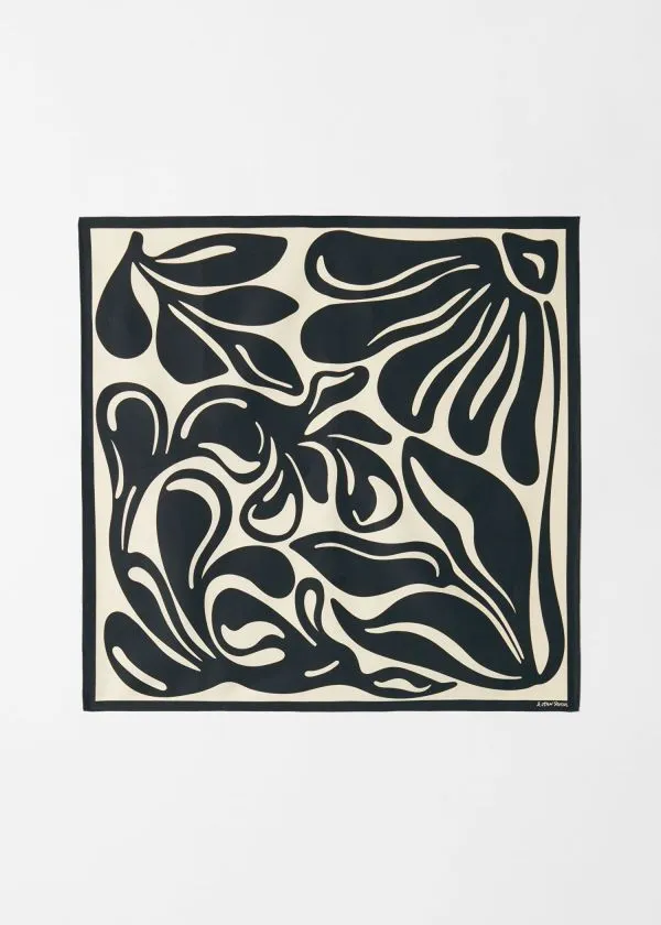 Women Scarves and Other Stories Leaf Print Scarf Black