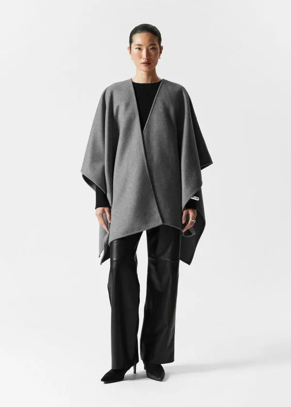 Women Scarves and Other Stories Wool Cape Grey