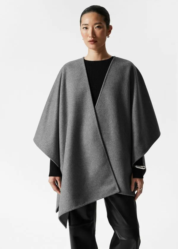 Women Scarves and Other Stories Wool Cape Grey