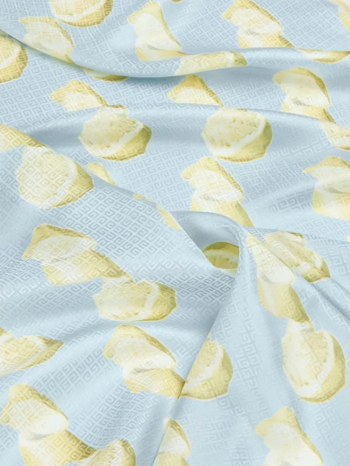 Women Scarves Givenchy Large Square In Silk 4G Jacquard With Lemon Print Sky Blue Women Scarves Givenchy Large Square In Silk 4G Jacquard With Lemon Print Sky Blue