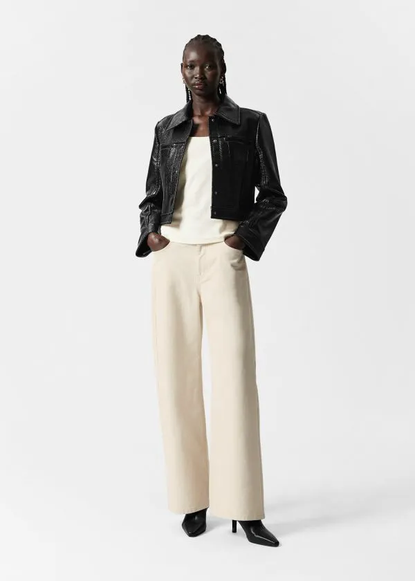 Women Sets and Suits and Other Stories Short Patent Jacket Black