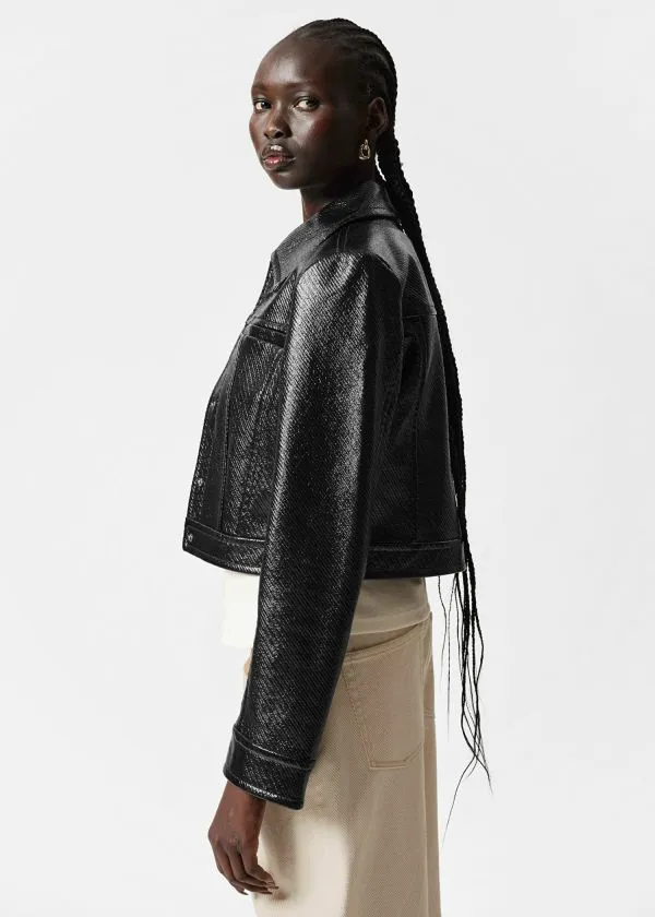 Women Sets and Suits and Other Stories Short Patent Jacket Black