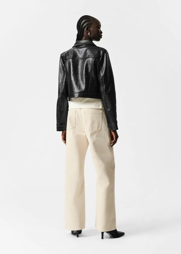 Women Sets and Suits and Other Stories Short Patent Jacket Black