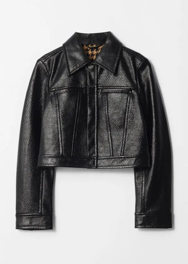 Women Sets and Suits and Other Stories Short Patent Jacket Black