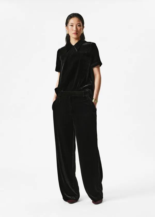 Women Sets and Suits and Other Stories StraightLeg Velvet Trousers Black