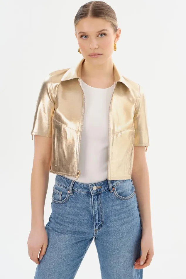 Women SEVANA Reversible Leather Jacket Winter Whitegold LAMARQUE Short Sleeve Jackets Women SEVANA Reversible Leather Jacket Winter Whitegold LAMARQUE Short Sleeve Jackets