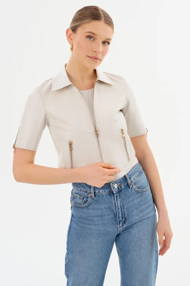 Women SEVANA Reversible Leather Jacket Winter Whitegold LAMARQUE Short Sleeve Jackets Women SEVANA Reversible Leather Jacket Winter Whitegold LAMARQUE Short Sleeve Jackets