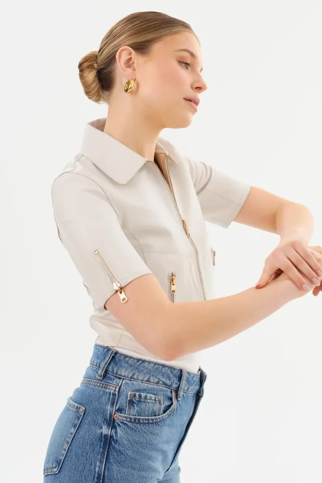 Women SEVANA Reversible Leather Jacket Winter Whitegold LAMARQUE Short Sleeve Jackets Women SEVANA Reversible Leather Jacket Winter Whitegold LAMARQUE Short Sleeve Jackets
