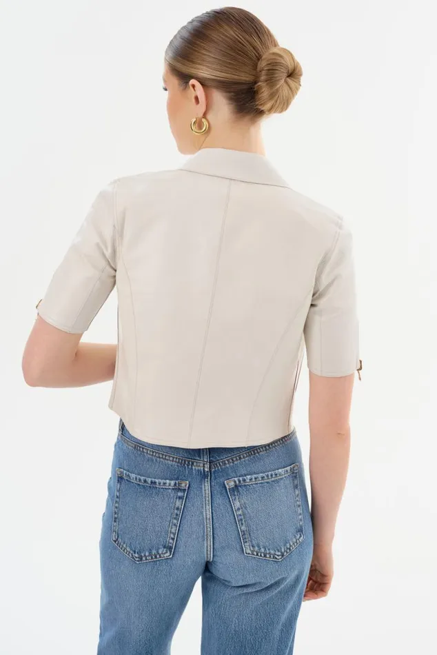 Women SEVANA Reversible Leather Jacket Winter Whitegold LAMARQUE Short Sleeve Jackets Women SEVANA Reversible Leather Jacket Winter Whitegold LAMARQUE Short Sleeve Jackets