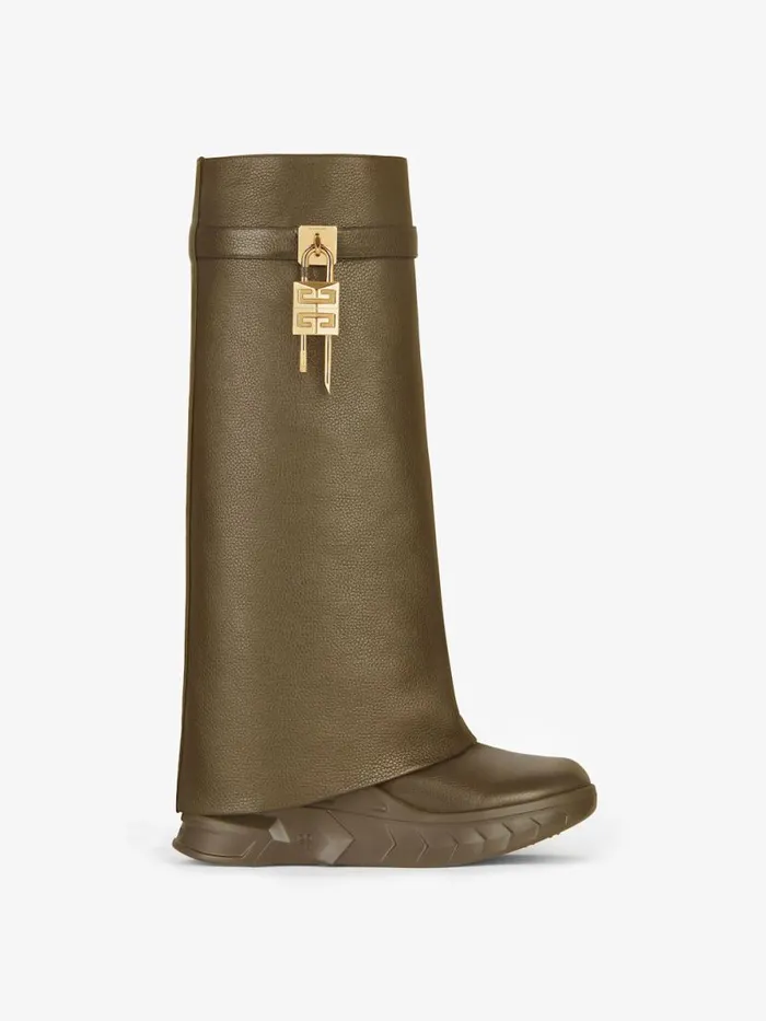 Women Shark Lock Givenchy Shark Lock Biker Boots In Grained Leather Dark Khaki Women Shark Lock Givenchy Shark Lock Biker Boots In Grained Leather Dark Khaki