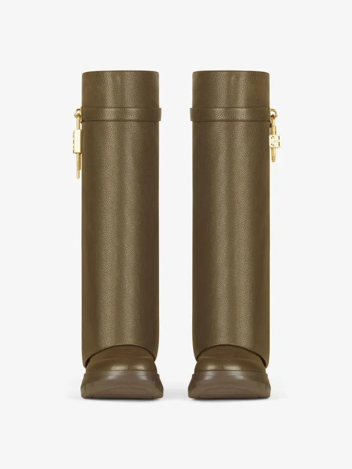 Women Shark Lock Givenchy Shark Lock Biker Boots In Grained Leather Dark Khaki Women Shark Lock Givenchy Shark Lock Biker Boots In Grained Leather Dark Khaki