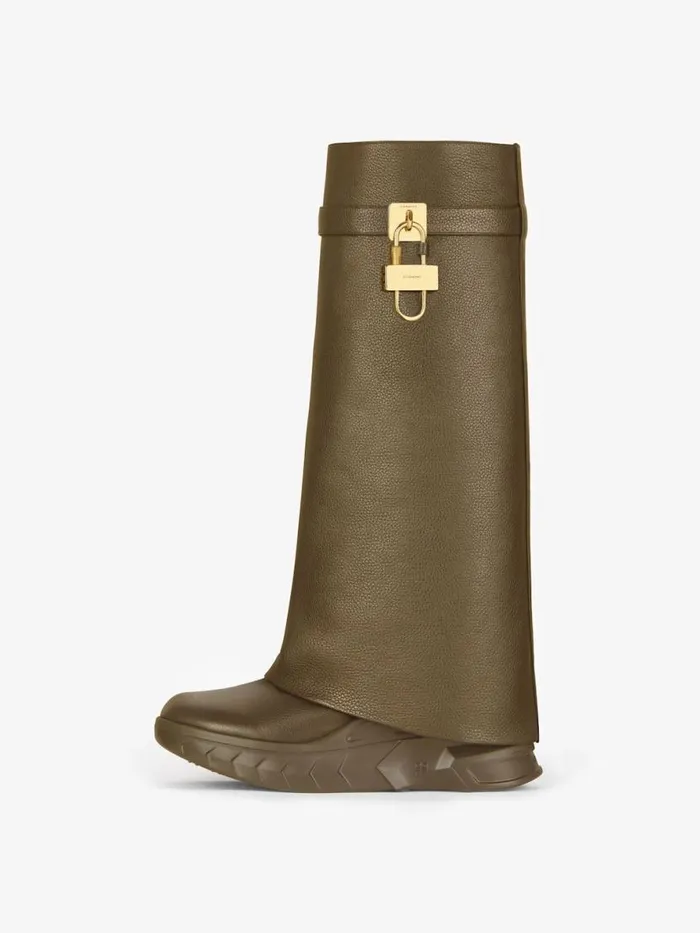Women Shark Lock Givenchy Shark Lock Biker Boots In Grained Leather Dark Khaki Women Shark Lock Givenchy Shark Lock Biker Boots In Grained Leather Dark Khaki
