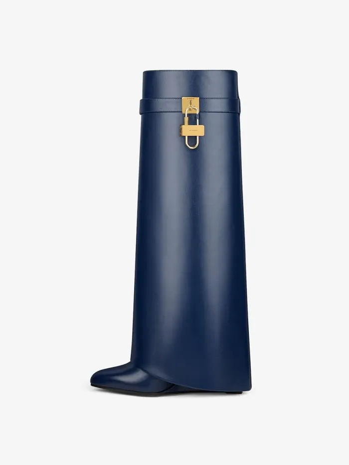 Women Shark Lock Givenchy Shark Lock Boots In Leather Petrol Blue