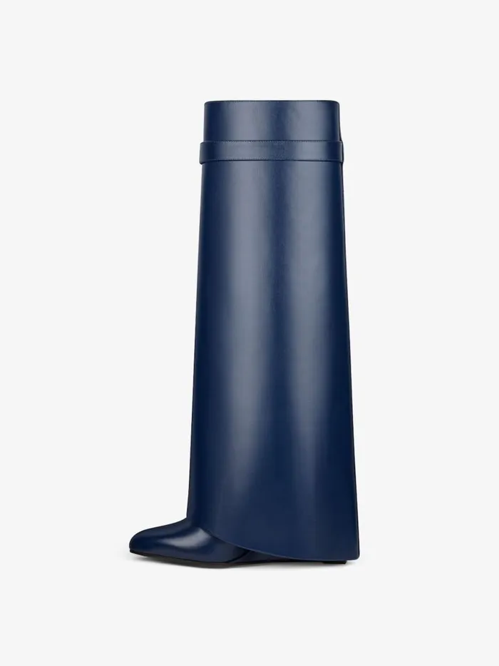 Women Shark Lock Givenchy Shark Lock Boots In Leather Petrol Blue