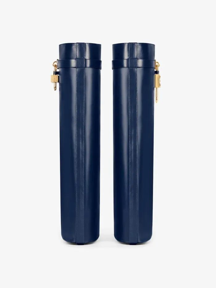 Women Shark Lock Givenchy Shark Lock Boots In Leather Petrol Blue