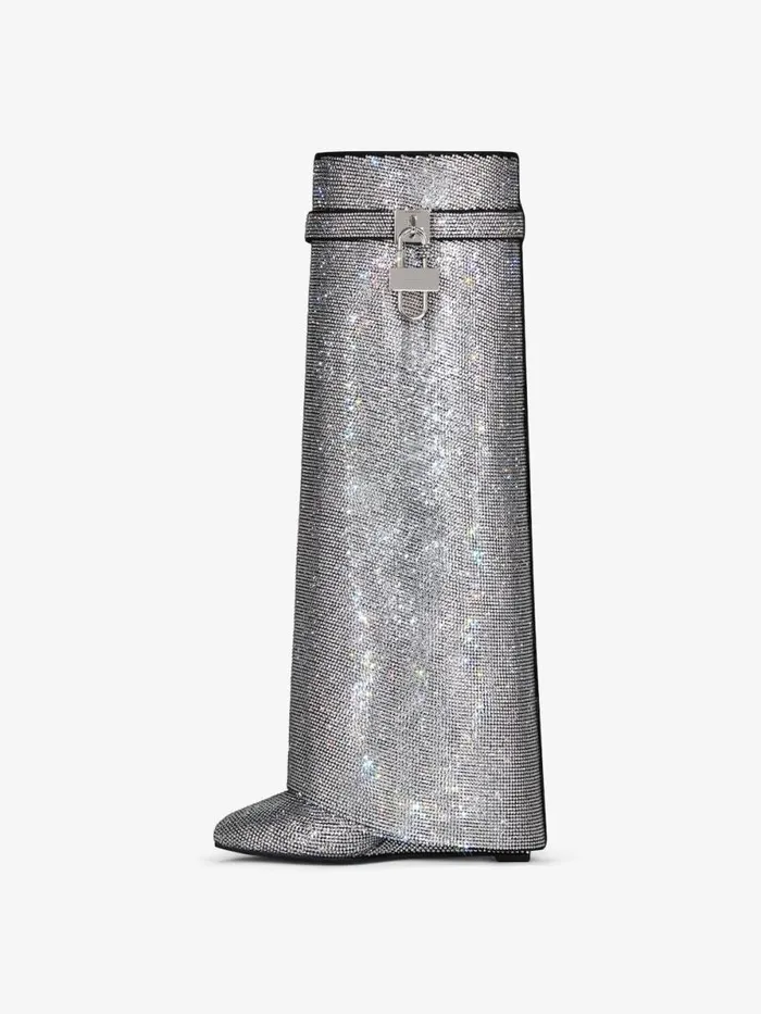Women Shark Lock Givenchy Shark Lock Boots In Suede With Strass Silvery Women Shark Lock Givenchy Shark Lock Boots In Suede With Strass Silvery