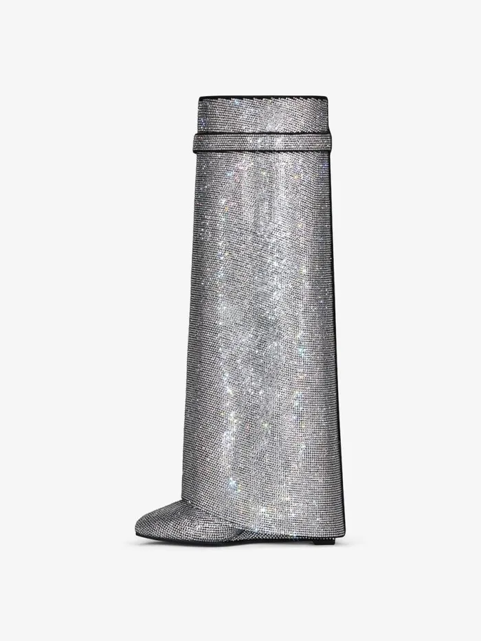 Women Shark Lock Givenchy Shark Lock Boots In Suede With Strass Silvery Women Shark Lock Givenchy Shark Lock Boots In Suede With Strass Silvery