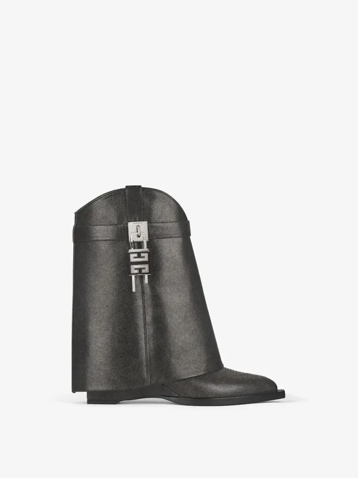 Women Shark Lock Givenchy Shark Lock Cowboy Ankle Boots In Aged Leather Black Women Shark Lock Givenchy Shark Lock Cowboy Ankle Boots In Aged Leather Black