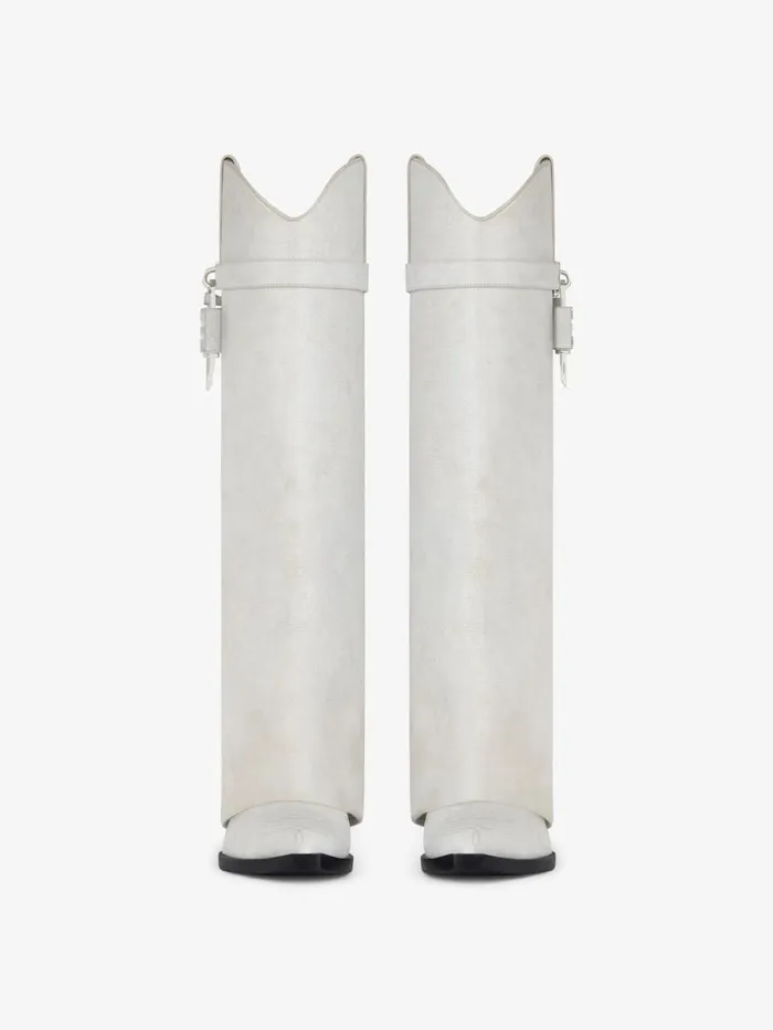 Women Shark Lock Givenchy Shark Lock Cowboy Boots In Aged Leather Ivory Women Shark Lock Givenchy Shark Lock Cowboy Boots In Aged Leather Ivory