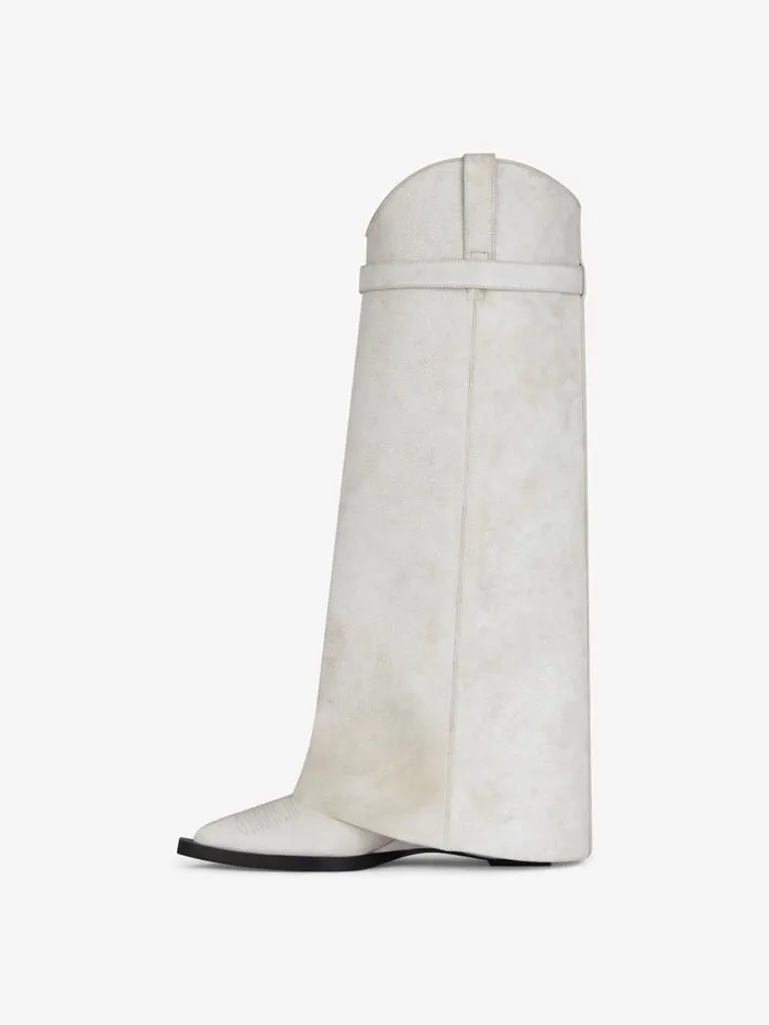 Women Shark Lock Givenchy Shark Lock Cowboy Boots In Aged Leather Ivory Women Shark Lock Givenchy Shark Lock Cowboy Boots In Aged Leather Ivory