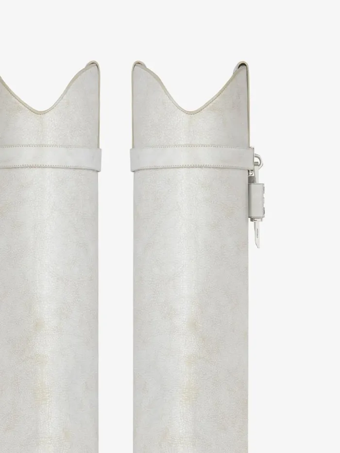 Women Shark Lock Givenchy Shark Lock Cowboy Boots In Aged Leather Ivory Women Shark Lock Givenchy Shark Lock Cowboy Boots In Aged Leather Ivory