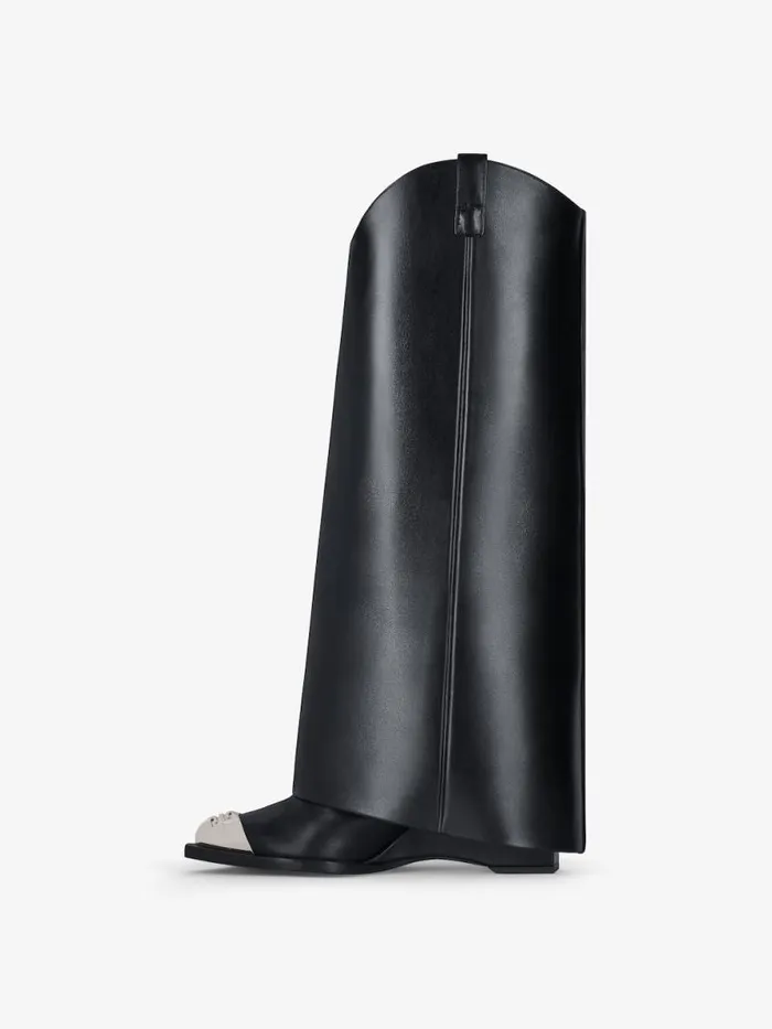 Women Shark Lock Givenchy Shark Lock Cowboy Boots In Corset Style Leather Black