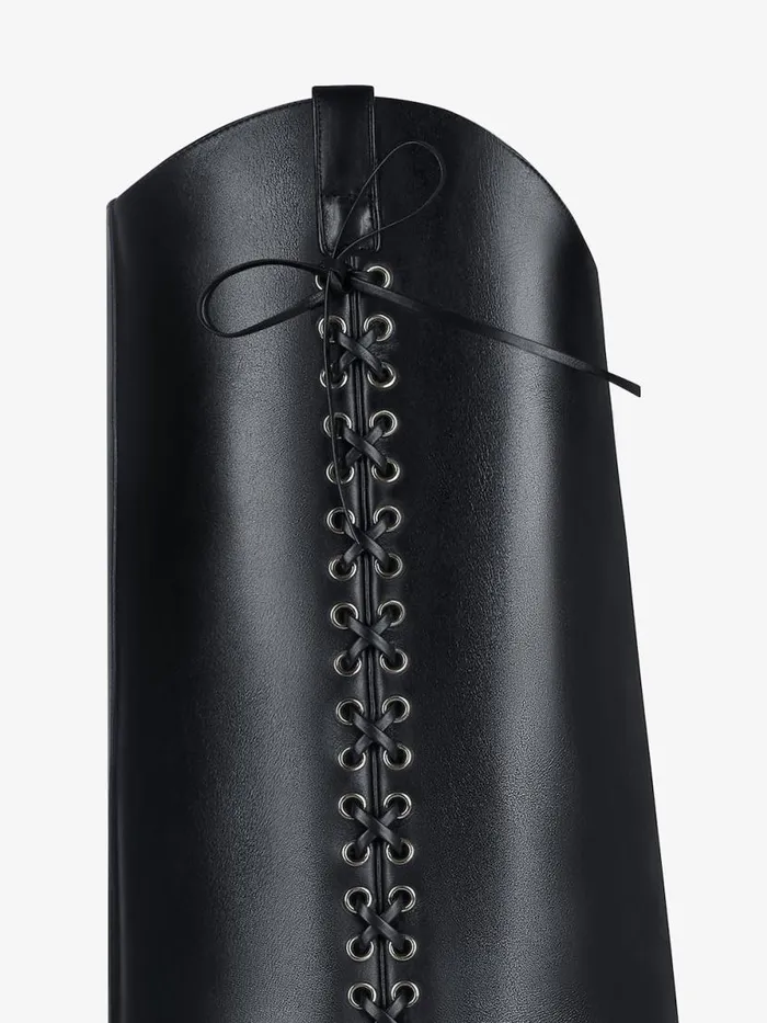 Women Shark Lock Givenchy Shark Lock Cowboy Boots In Corset Style Leather Black
