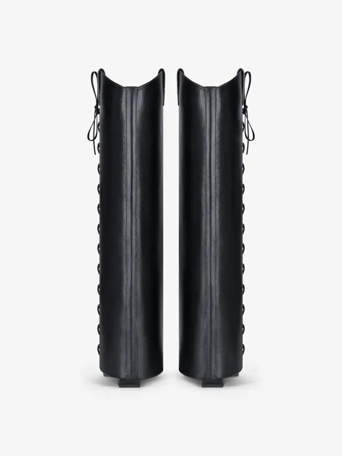 Women Shark Lock Givenchy Shark Lock Cowboy Boots In Corset Style Leather Black
