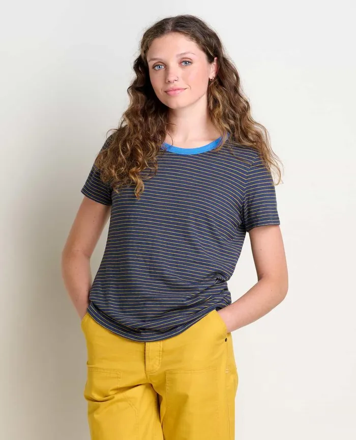Women Shirts and Tops Toad and Co Grom Ringer Crew True Navy Stripe Ii