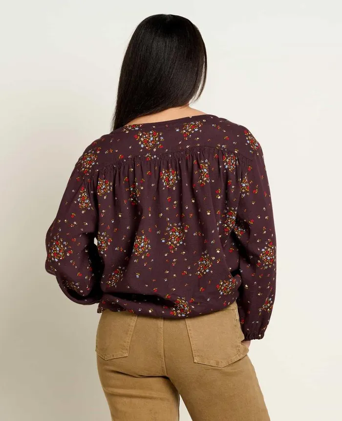 Women Shirts and Tops Toad and Co Manzana Long Sleeve Peasant Top Carob Floral Print
