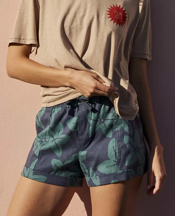 Women Shorts Toad and Co Taj Hemp Short Jasper Large Floral Print